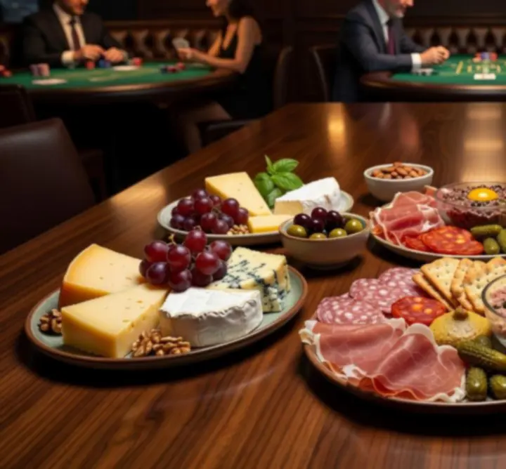 Aperitive și platouri de împărțit în timpul unei seri de poker